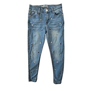 Wallflower Jeans Girls 14 Embroidered Stars Skinny Stretch (W24 L25)